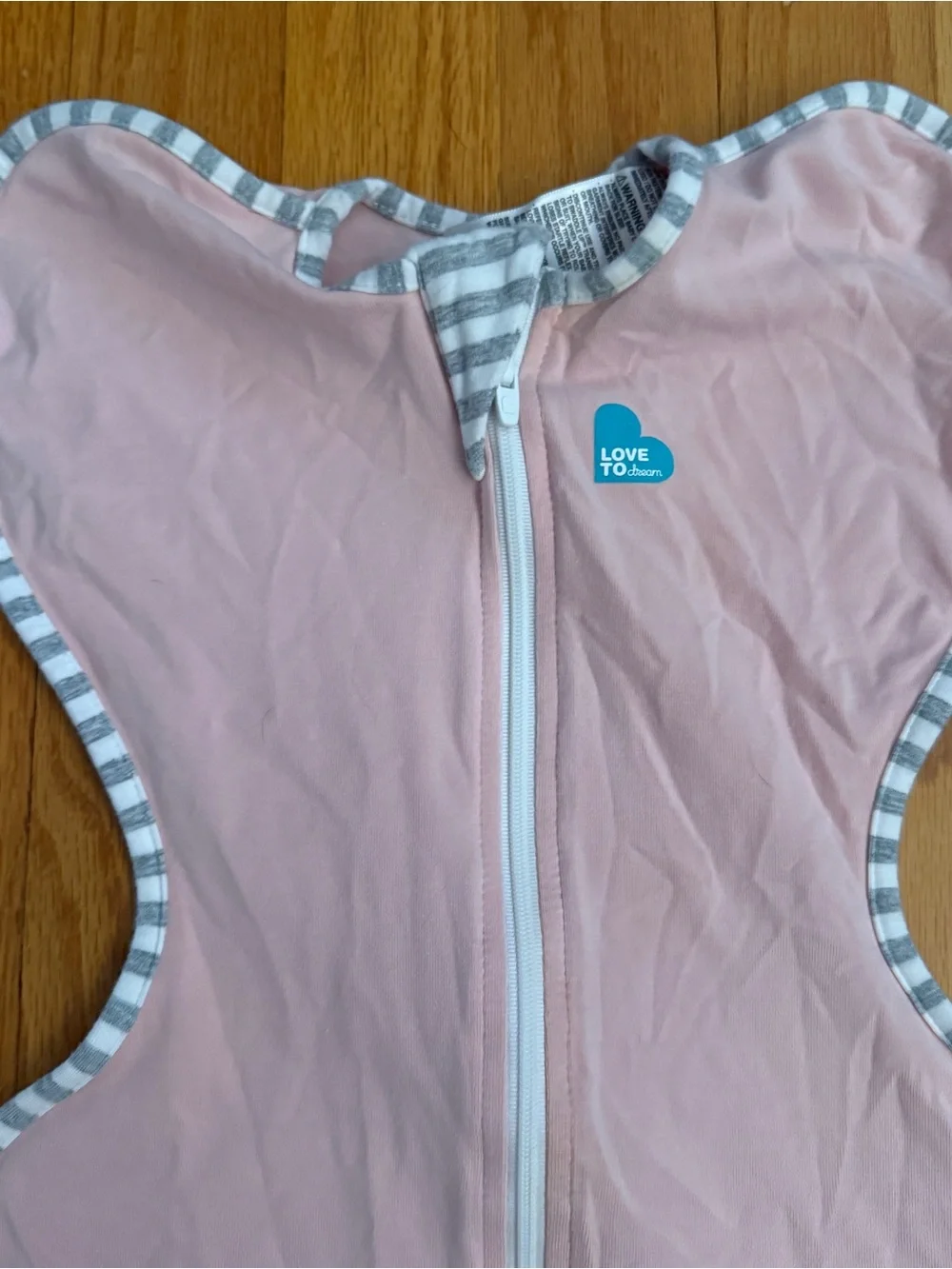 Love to Dream Pink Sleeveless Zip-Up Sleep Sack with Striped Trim